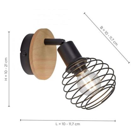 Leuchten Direkt 15921-79 - Kohtvalgusti seinale EUGEN 1xE14/40W/230V tamm