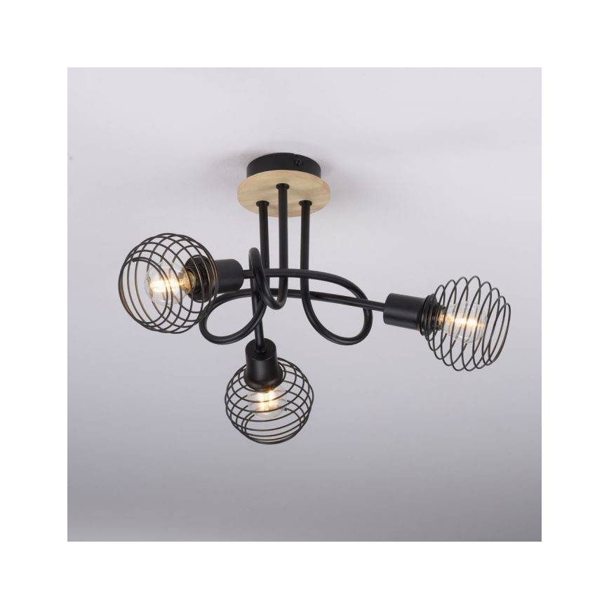 Leuchten Direkt 15923-79 - Pinnale kinnitatav lühter EUGEN 3xE14/40W/230V tamm