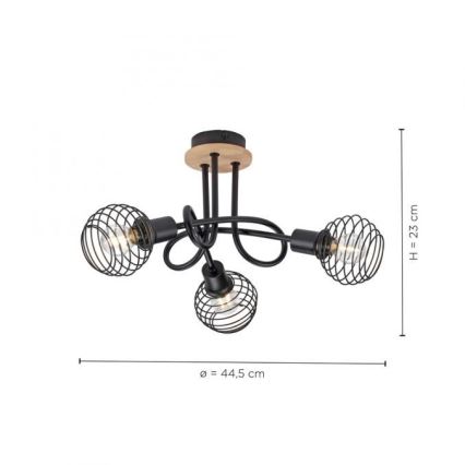 Leuchten Direkt 15923-79 - Pinnale kinnitatav lühter EUGEN 3xE14/40W/230V tamm