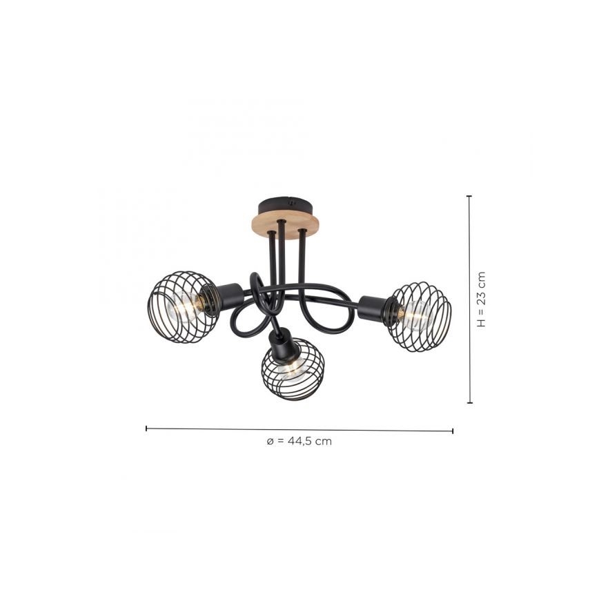 Leuchten Direkt 15923-79 - Pinnale kinnitatav lühter EUGEN 3xE14/40W/230V tamm