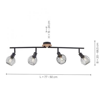 Leuchten Direkt 15924-79 - Kohtvalgusti EUGEN 4xE14/40W/230V tamm