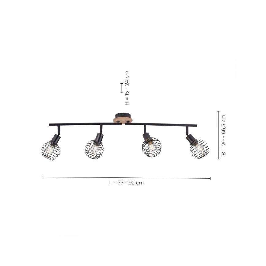 Leuchten Direkt 15924-79 - Kohtvalgusti EUGEN 4xE14/40W/230V tamm