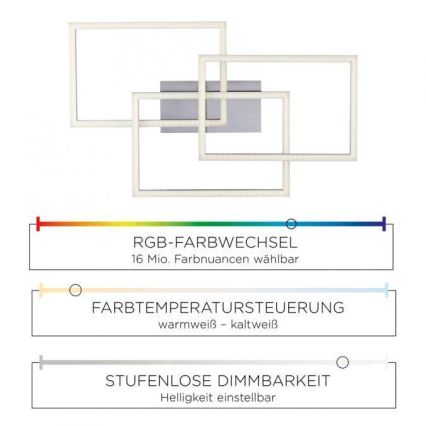 Leuchten Direkt 16431-55 - RGB LED Hämardatav pinnale kinnitatav lühter MAXI LED/27W/230V + kaugjuhtimispult