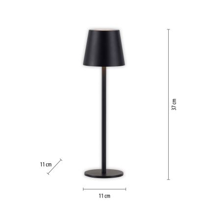 Leuchten Direkt 19250-18 - LED Väli hämardatav laetav laualamp EURIA LED/3W/5V 2600 mAh IP54 must