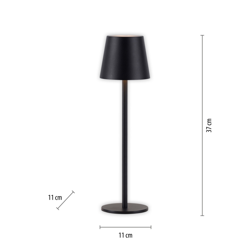 Leuchten Direkt 19250-18 - LED Väli hämardatav laetav laualamp EURIA LED/3W/5V 2600 mAh IP54 must