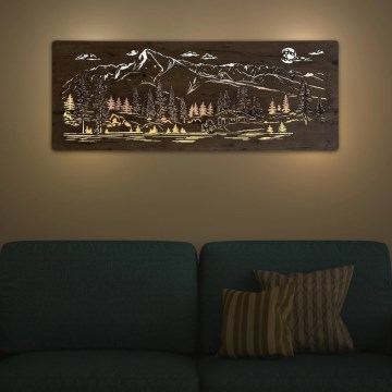 Li-Go 23521/OVL/DUB3 - Hämardatav LED-seinakaunistus LED/10W/5V 30000 mAh 130x50 cm tamm/Maja mägedes