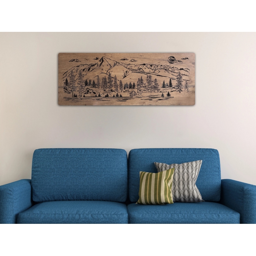 Li-Go 23521/OVL/DUB3 - Hämardatav LED-seinakaunistus LED/10W/5V 30000 mAh 130x50 cm tamm/Maja mägedes