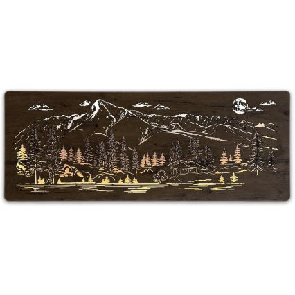 Li-Go 23521/OVL/DUB3 - Hämardatav LED-seinakaunistus LED/10W/5V 30000 mAh 130x50 cm tamm/Maja mägedes