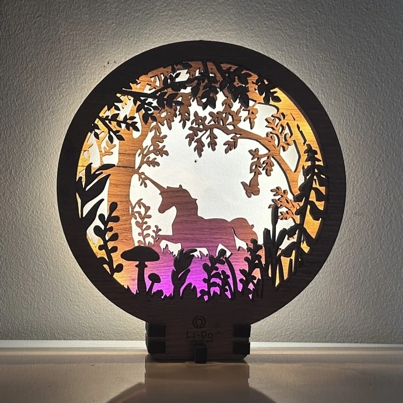 Li-Go 23568/DUB2 - Hämardatav LED lauakaunistus LED/12W/230V 20x22 cm tamm/üksarvik