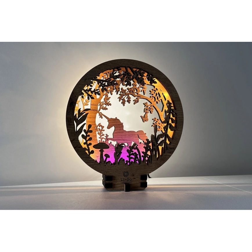 Li-Go 23568/DUB2 - Hämardatav LED lauakaunistus LED/12W/230V 20x22 cm tamm/üksarvik