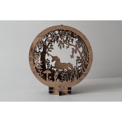 Li-Go 23568/DUB2 - Hämardatav LED lauakaunistus LED/12W/230V 20x22 cm tamm/üksarvik