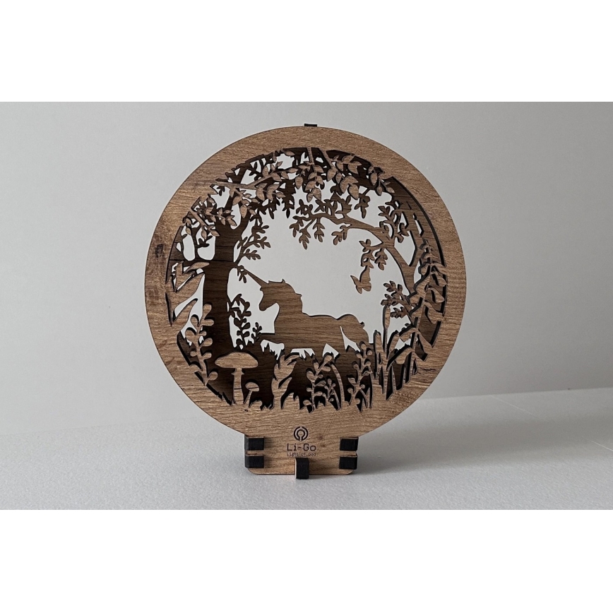 Li-Go 23568/DUB2 - Hämardatav LED lauakaunistus LED/12W/230V 20x22 cm tamm/üksarvik