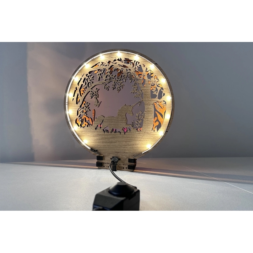 Li-Go 23568/DUB2 - Hämardatav LED lauakaunistus LED/12W/230V 20x22 cm tamm/üksarvik