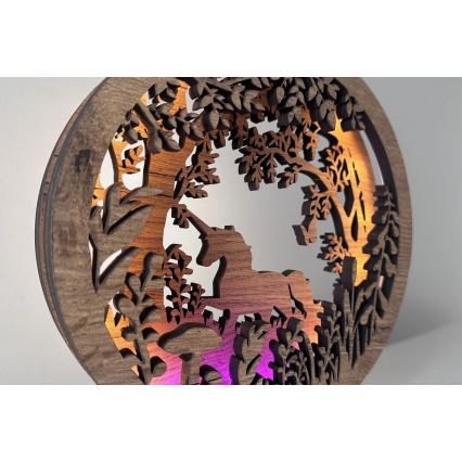 Li-Go 23568/DUB2 - Hämardatav LED lauakaunistus LED/12W/230V 20x22 cm tamm/üksarvik