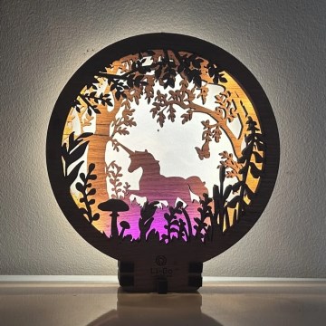 Li-Go 23568/DUB2 - LED hämardatav lauakaunistus LED/12W/230V 20x22 cm tamm/Ükssarvik