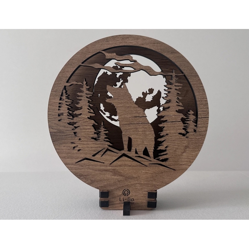 Li-Go 23574/DUB2 - LED hämardatav lauakaunistus LED/12W/230V 20x22 cm tamm/Hunt ja kuu