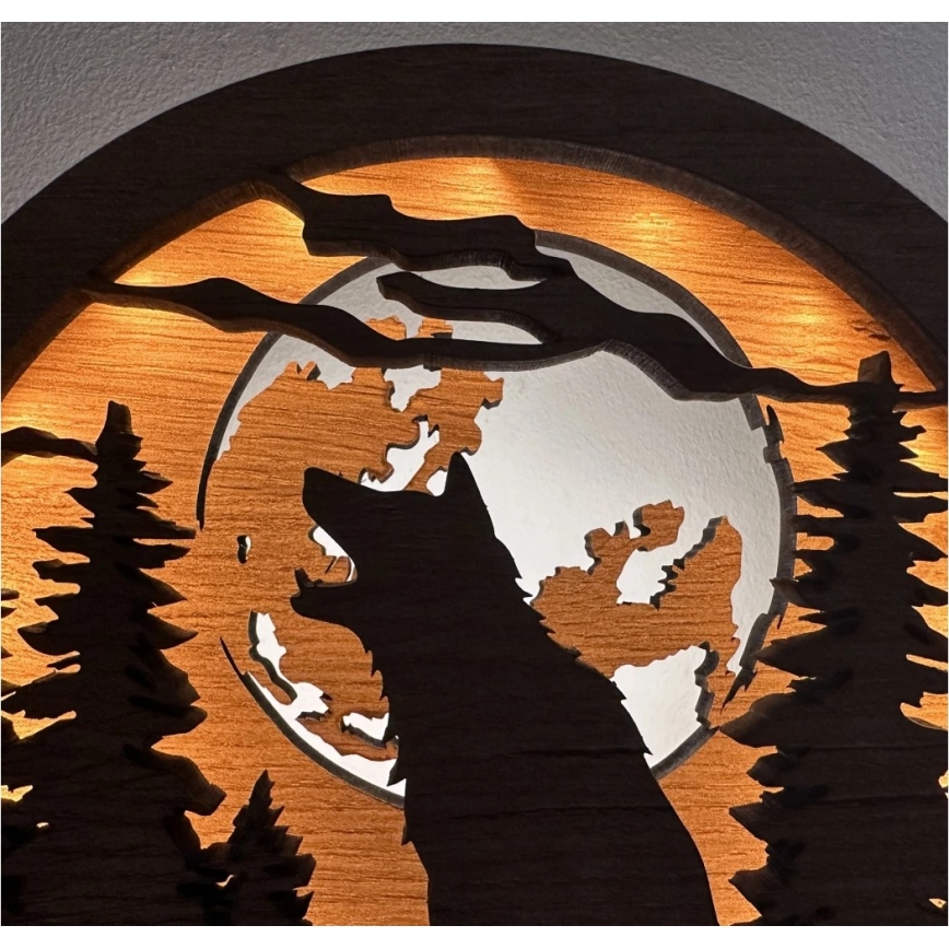 Li-Go 23574/DUB2 - LED hämardatav lauakaunistus LED/12W/230V 20x22 cm tamm/Hunt ja kuu