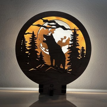 Li-Go 23574/DUB2 - LED hämardatav lauakaunistus LED/12W/230V 20x22 cm tamm/Hunt ja kuu