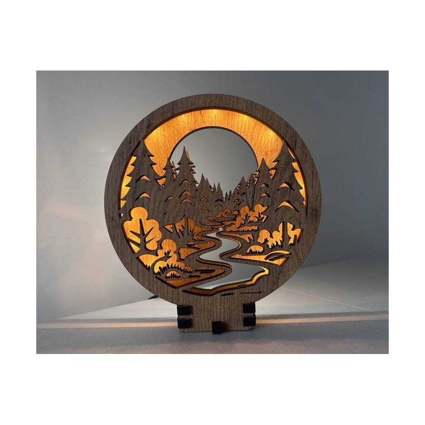 Li-Go 23580/DUB2 - Hämardatav LED-lauakaunistus LED/12W/230V 20x22 cm tamm/metsas