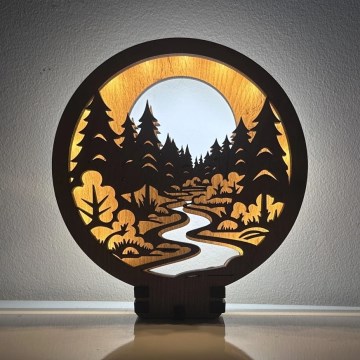 Li-Go 23580/DUB2 - Hämardatav LED-lauakaunistus LED/12W/230V 20x22 cm tamm/metsas