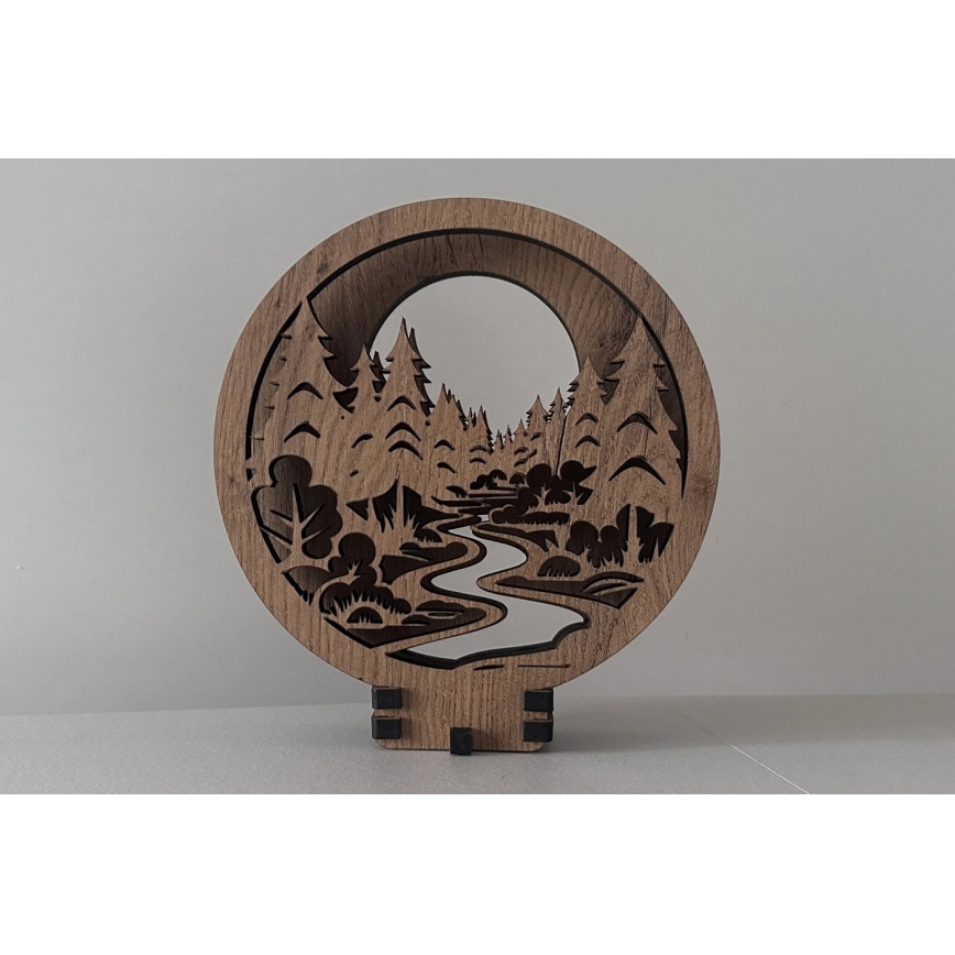 Li-Go 23580/DUB2 - LED Hämardatav lauakaunistus LED/12W/230V 20x22 cm tamm/Metsas