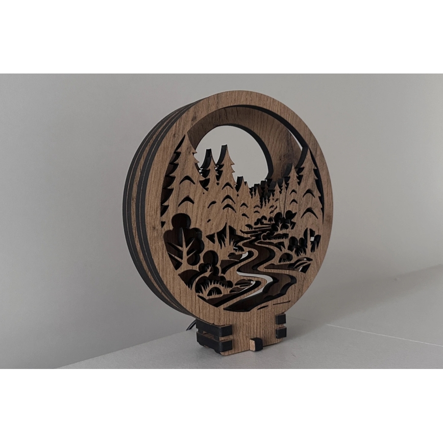 Li-Go 23580/DUB2 - LED Hämardatav lauakaunistus LED/12W/230V 20x22 cm tamm/Metsas