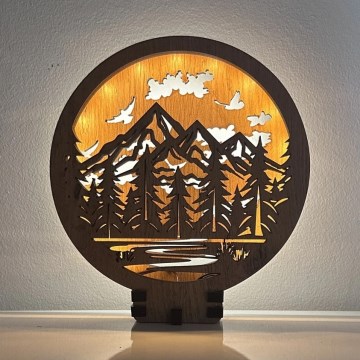 Li-Go 23583/DUB2 - Hämardatav LED-dekoratiivne laualamp LED/12W/230V 20x22 cm tamm/Mäed ja mets