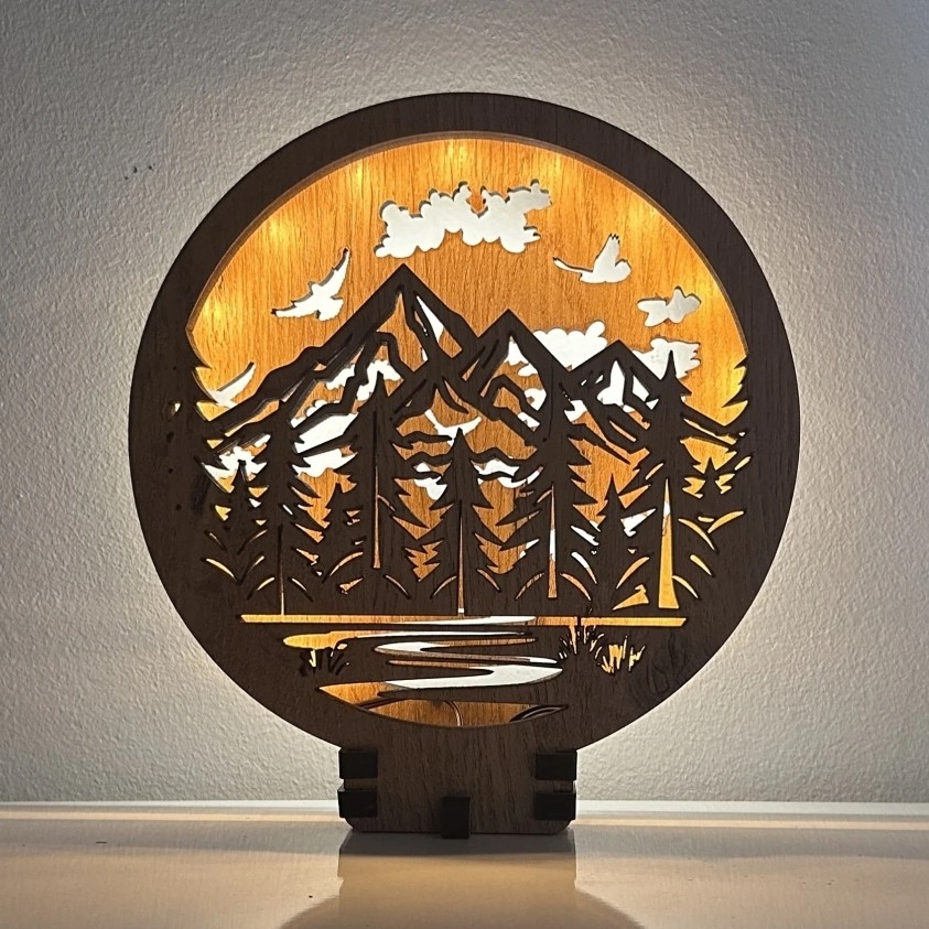 Li-Go 23583/DUB2 - Hämardatav LED-dekoratiivne laualamp LED/12W/230V 20x22 cm tamm/Mäed ja mets