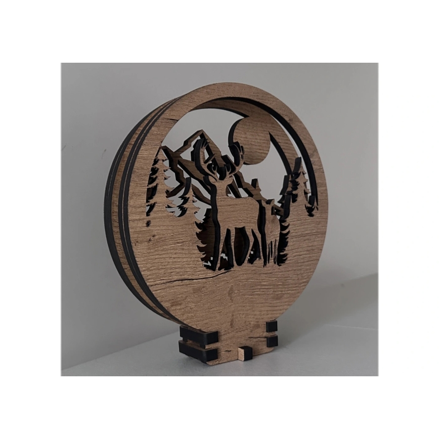 Li-Go 23592/DUB2 - hämardatav LED-lauavalgusti LED/12W/230V 20x22 cm tamm/isahirv ja emane hirv