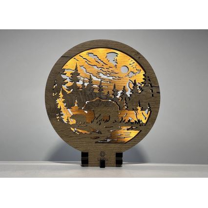 Li-Go 23595/DUB2 - hämardatav LED-lauakaunistus LED/12W/230V 20x22 cm tamm/karud