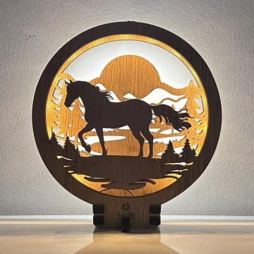 Li-Go 23598/DUB2 - Hämardatav LED-lauakaunistus LED/12W/230V 20x22 cm tamm/hobune