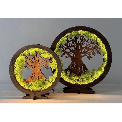 Li-Go 23604/DUB2 - Hämardatav LED-lauakaunistus LED/12W/230V 20x22 cm tamm/sammal ja puu