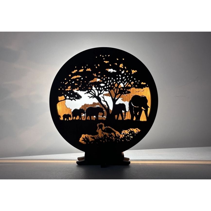 Li-Go 23610/DUB2 - LED-hämardatav laua dekoratsioon LED/12W/230V 20x22 cm tamm/elevandid