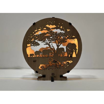 Li-Go 23610/DUB2 - LED-hämardatav laua dekoratsioon LED/12W/230V 20x22 cm tamm/elevandid