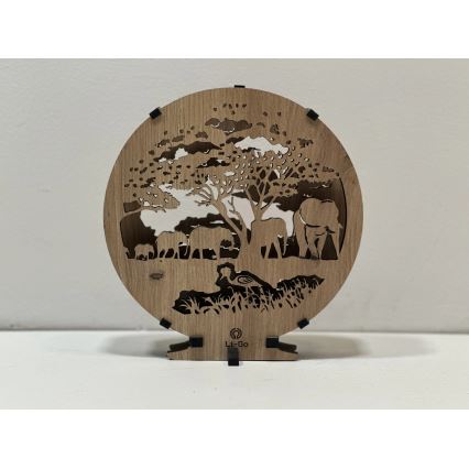 Li-Go 23610/DUB2 - LED-hämardatav laua dekoratsioon LED/12W/230V 20x22 cm tamm/elevandid