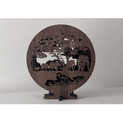 Li-Go 23610/DUB2 - LED-hämardatav laua dekoratsioon LED/12W/230V 20x22 cm tamm/elevandid