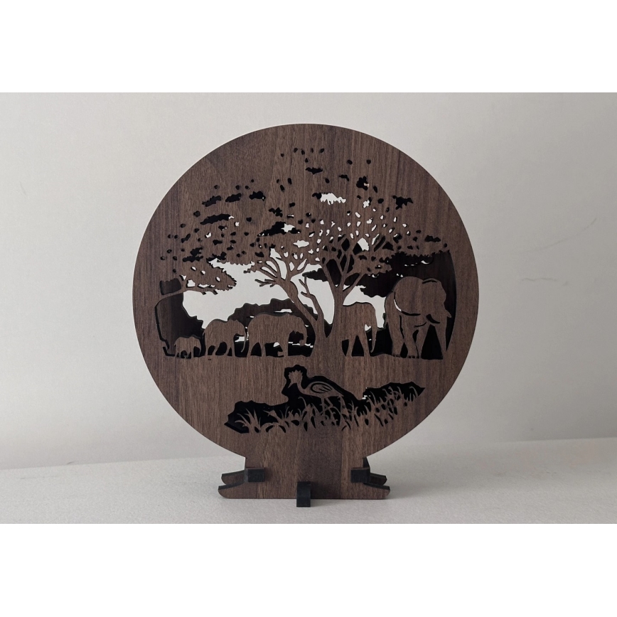 Li-Go 23610/DUB2 - LED-hämardatav laua dekoratsioon LED/12W/230V 20x22 cm tamm/elevandid