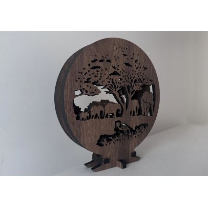 Li-Go 23610/DUB2 - LED-hämardatav laua dekoratsioon LED/12W/230V 20x22 cm tamm/elevandid