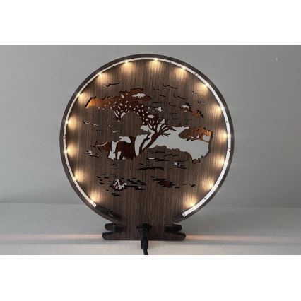 Li-Go 23610/DUB2 - LED-hämardatav laua dekoratsioon LED/12W/230V 20x22 cm tamm/elevandid