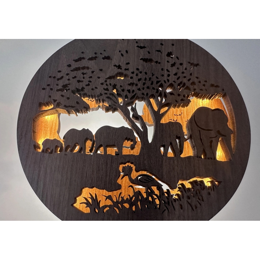 Li-Go 23610/DUB2 - LED-hämardatav laua dekoratsioon LED/12W/230V 20x22 cm tamm/elevandid