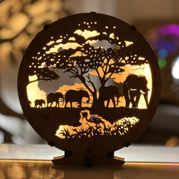 Li-Go 23610/DUB2 - LED-hämardatav laua dekoratsioon LED/12W/230V 20x22 cm tamm/elevandid