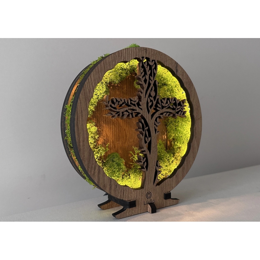 Li-Go 23622/DUB2 - Hämardatav LED-lauakaunistus LED/12W/230V 20x22 cm tamm/Rist samblas