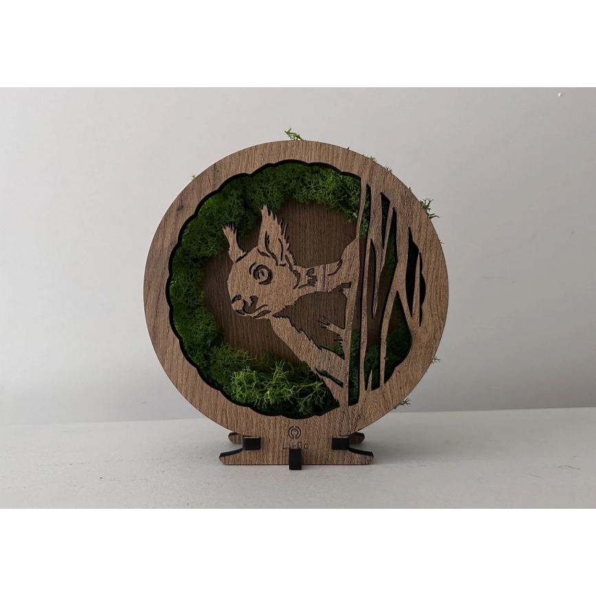 Li-Go 23625/DUB2 - LED-hämardatav lauakaunistus LED/12W/230V 20x22 cm tamm/sammal-orav