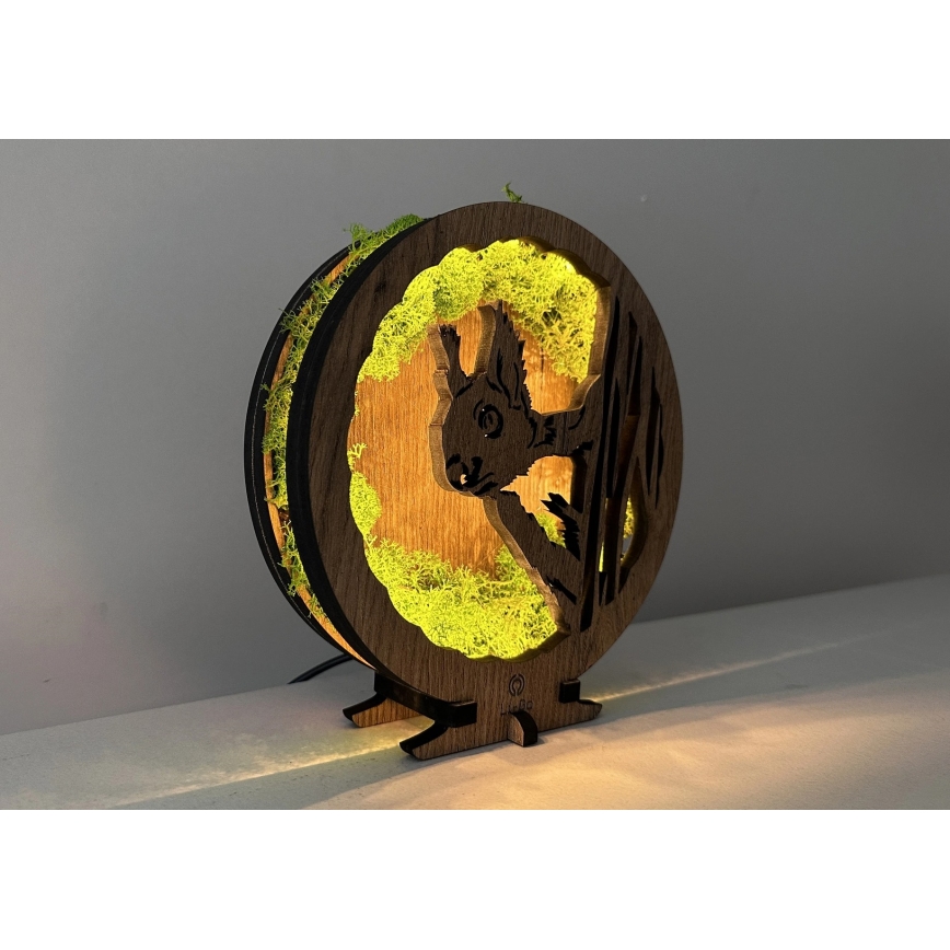 Li-Go 23625/DUB2 - LED-hämardatav lauakaunistus LED/12W/230V 20x22 cm tamm/sammal-orav