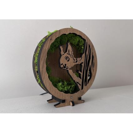 Li-Go 23625/DUB2 - LED-hämardatav lauakaunistus LED/12W/230V 20x22 cm tamm/sammal-orav