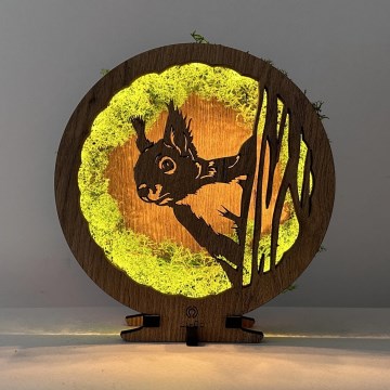 Li-Go 23625/DUB2 - LED Hämardatav lauakaunistus LED/12W/230V 20x22 cm tamm/sammaliga kaetud orav