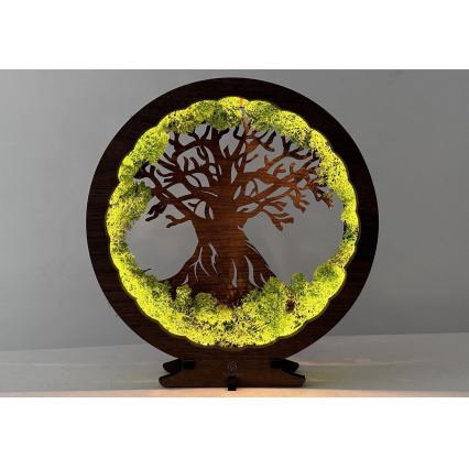 Li-Go 23631/DUB2 - Hämardatav LED-lauakaunistus LED/12W/230V 30x31 cm tamm/sammal ja puu