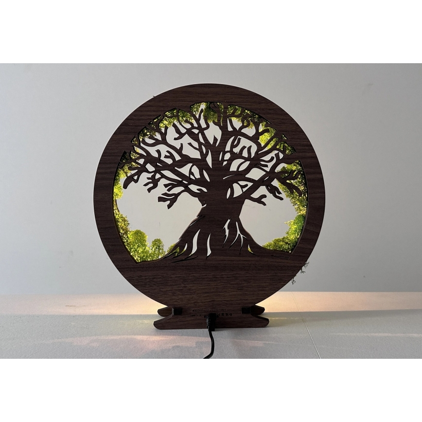 Li-Go 23631/DUB2 - Hämardatav LED-lauakaunistus LED/12W/230V 30x31 cm tamm/sammal ja puu