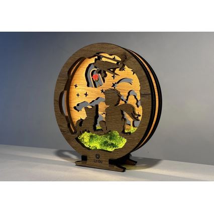 Li-Go 23634/DUB2 - Hämardatav LED-laualamp/dekoratsioon LED/12W/230V 20x22 cm tamm/Väike prints roosiga