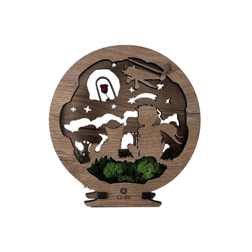 Li-Go 23634/DUB2 - Hämardatav LED-laualamp/dekoratsioon LED/12W/230V 20x22 cm tamm/Väike prints roosiga